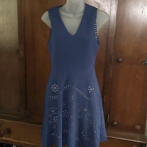🆕 FRANCESCA'S Blue sleeveless Cut Out DRESS Sz XS 💙 V-NECK NEW